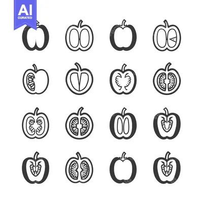 Aset premium populer: A Set of 16 Black and White Pepper Illustrations in Different Position
