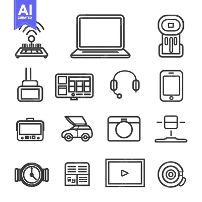 Aset premium populer: A Set of 16 Black and White Technology Icons