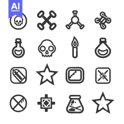 Aset premium populer: A set of 16 black and white warning and danger symbols