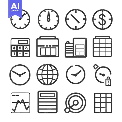 Aset desain premium: A Set of 16 Business and Finance Line Icons