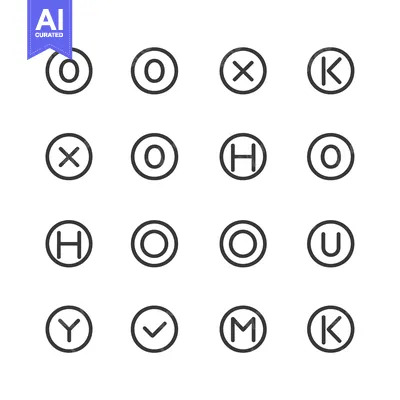 Aset desain premium: A Set of 16 Circular Icons with Different Symbols
