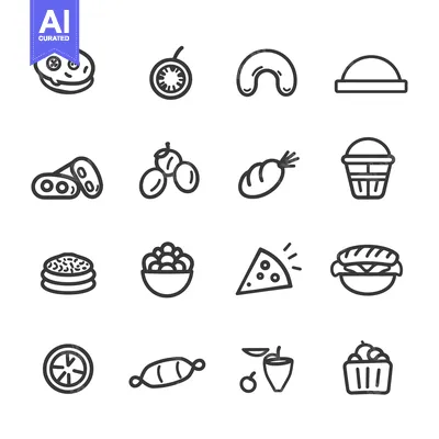 Aset premium populer: A Set of 16 Food and Drink Line Icons
