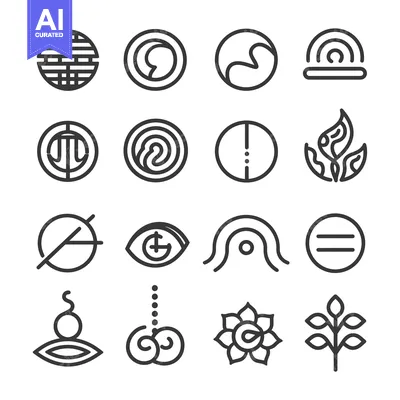 Aset desain premium: A Set of 16 Geometric and Abstract Line Art Icons