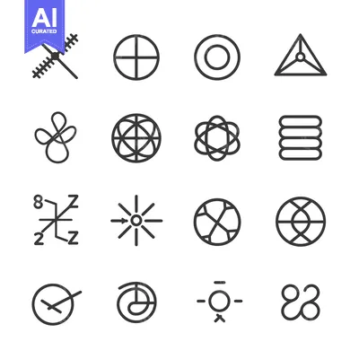 Aset desain premium: A Set of 16 Geometric Shapes in Outline Form