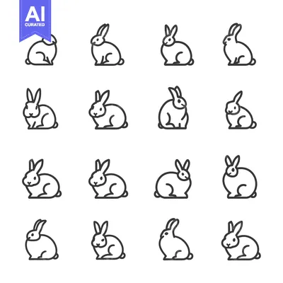 Popular premium asset: A Set of 16 Line Drawings of Rabbits in Various Poses