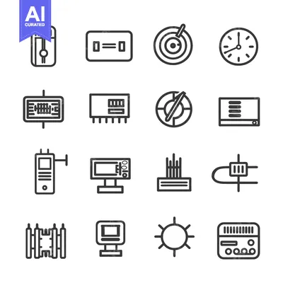 Aset premium populer: A Set of 16 Line Icons for Various Devices and Objects