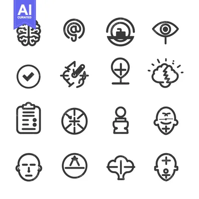 Premium design asset: A Set of 16 Line Icons Related to Human Thinking and Perception