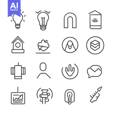 Aset premium populer: A Set of 16 Line Icons Representing Various Concepts