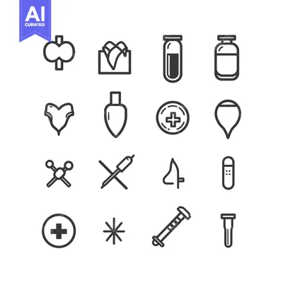 Premium design asset: A Set of 16 Medical and Healthcare Line Icons