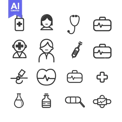 Aset premium populer: A Set of 16 Medical Line Icons