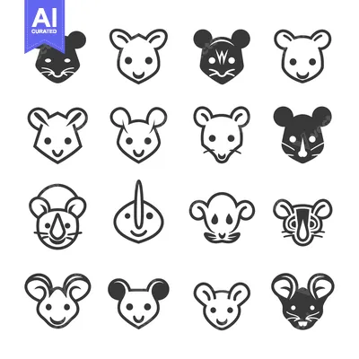 Aset premium populer: A Set of 16 Mouse Head Icons in Different Styles