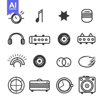 Premium design asset: A Set of 16 Music-Related Line Icons