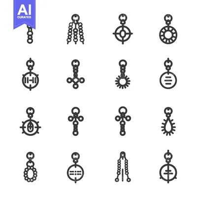A Set of 16 Ornamental Pendant Charms with Chains