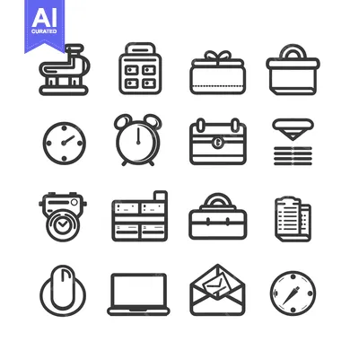 Popular premium asset: A Set of 16 Outline Icons Depicting Various Everyday Objects