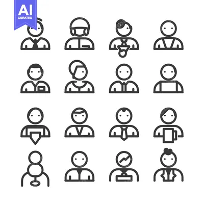 Popular premium asset: A set of 16 simple black and white icons representing diverse people