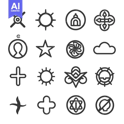 Aset desain premium: A Set of 16 Simple Geometric Symbols and Icons