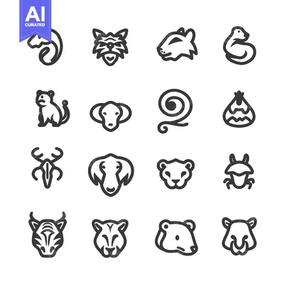 Popular premium asset: A Set of 16 Simple Line Animal Illustrations