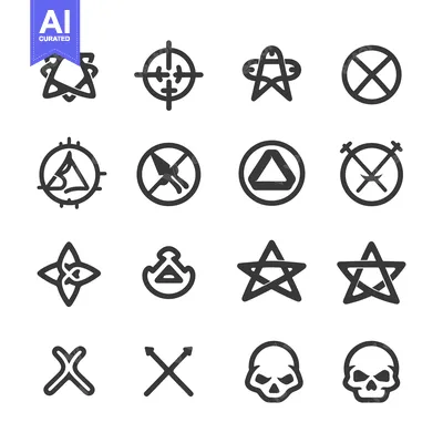 Aset desain premium: A Set of 16 Unique Geometric Shapes and Symbols