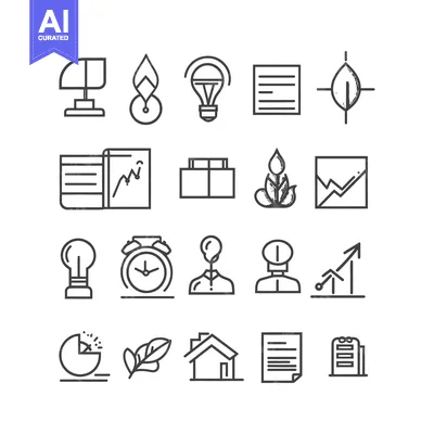 Aset premium populer: A Set of 18 Hand-Drawn Business and Finance Line Icons