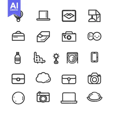 Popular premium asset: A Set of 18 Simple Line Icons Representing Various Objects and Concept