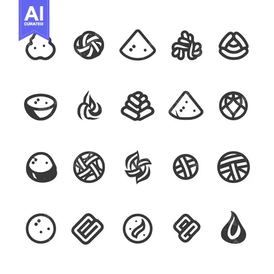 Aset desain premium: A Set of 20 Abstract Geometric Line Art Icons