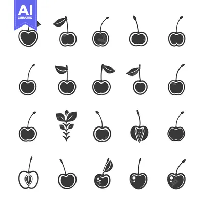 Aset premium populer: A Set of 20 Black and White Cherry Icons