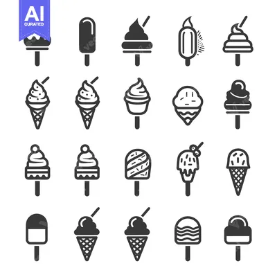 Aset premium populer: A Set of 20 Black and White Ice Cream Icons