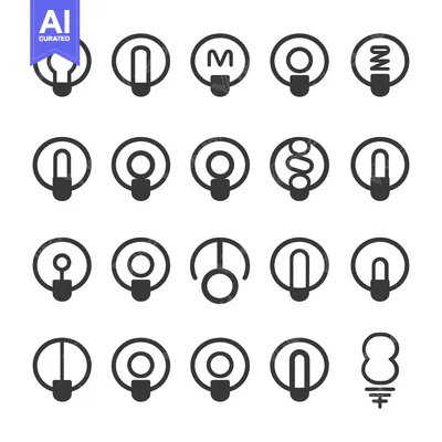 Aset desain premium: A Set of 20 Different Light Bulb Icons