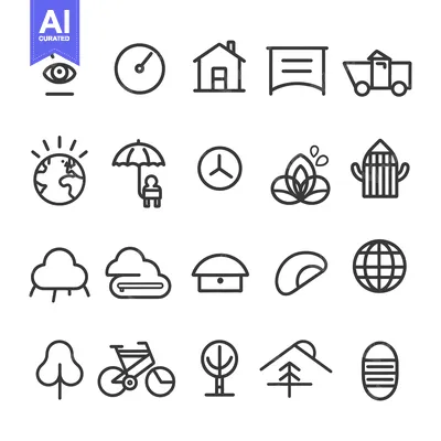 A Set of 20 Diverse Line Icons