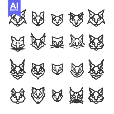 Premium design asset: A Set of 20 Geometrically Designed Cat Head Icons