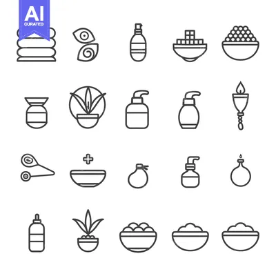 Aset desain premium: A Set of 20 Line Icons Related to Beauty and Cosmetics