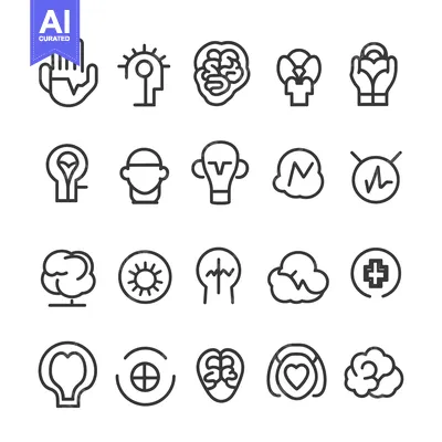 Premium design asset: A Set of 20 Line Icons Representing Brain Functions and Concepts