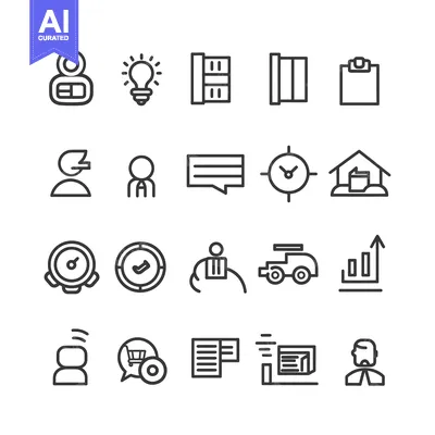 Aset premium populer: A Set of 20 Line Icons Representing Various Business and Personal Conc
