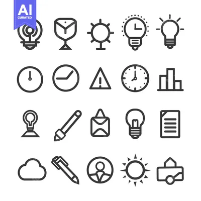 Aset desain premium: A Set of 20 Line Icons Representing Various Concepts