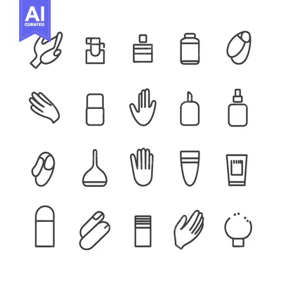 Premium design asset: A Set of 20 Line Icons Representing Various Hand Gestures and Products