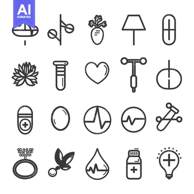 Premium design asset: A Set of 20 Line Icons Representing Various Healthcare and Medical Con