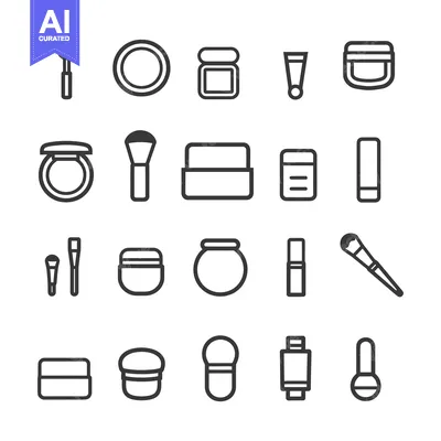 A Set of 20 Makeup Tools and Containers Icons