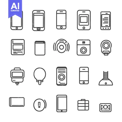 Premium design asset: A Set of 20 Outline Icons Depicting Various Mobile Devices