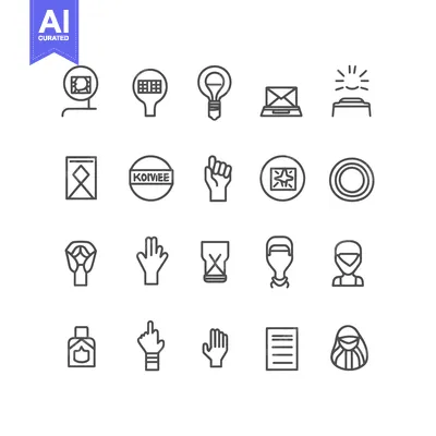 Popular premium asset: A set of 20 outline icons representing different themes, such as finan
