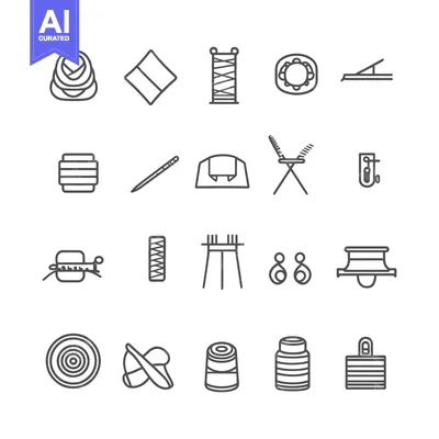 Aset premium populer: A Set of 20 Sewing and Tailoring Line Icons