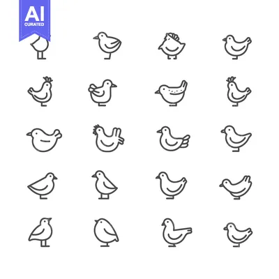 Aset premium populer: A Set of 20 Simple Bird Icons