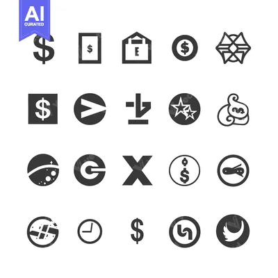 Aset desain premium: A Set of 20 Simple, Black and White Finance Icons