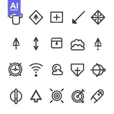 Aset desain premium: A Set of 20 Simple Black Line Arrows and Target Icons