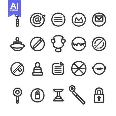 Aset premium populer: A Set of 20 Simple Line Icons with Various Subjects