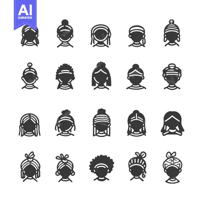 Popular premium asset: A Set of 20 Unique Black Hairstyle Icons