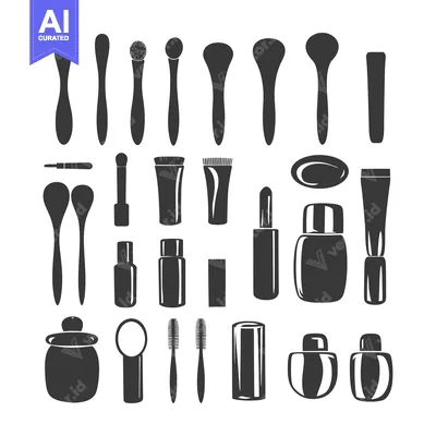 Popular premium asset: A Set of 24 Black and White Beauty Makeup and Skincare Tool Icons
