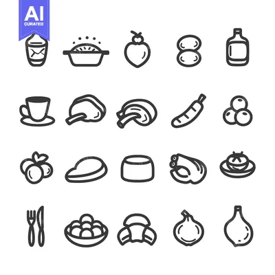 Popular premium asset: A Set of 24 Food and Drink Line Icons