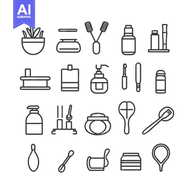 Popular premium asset: A Set of 24 Outline Icons for Beauty and Cosmetic Products