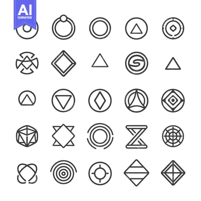 Popular premium asset: A Set of 25 Abstract Geometric Shapes in Outline Style