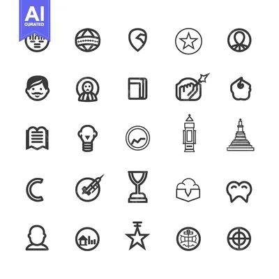 Aset premium populer: A Set Of 25 Black And White Line Icons 38851